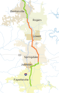 Razorback Greenway Elevation Map